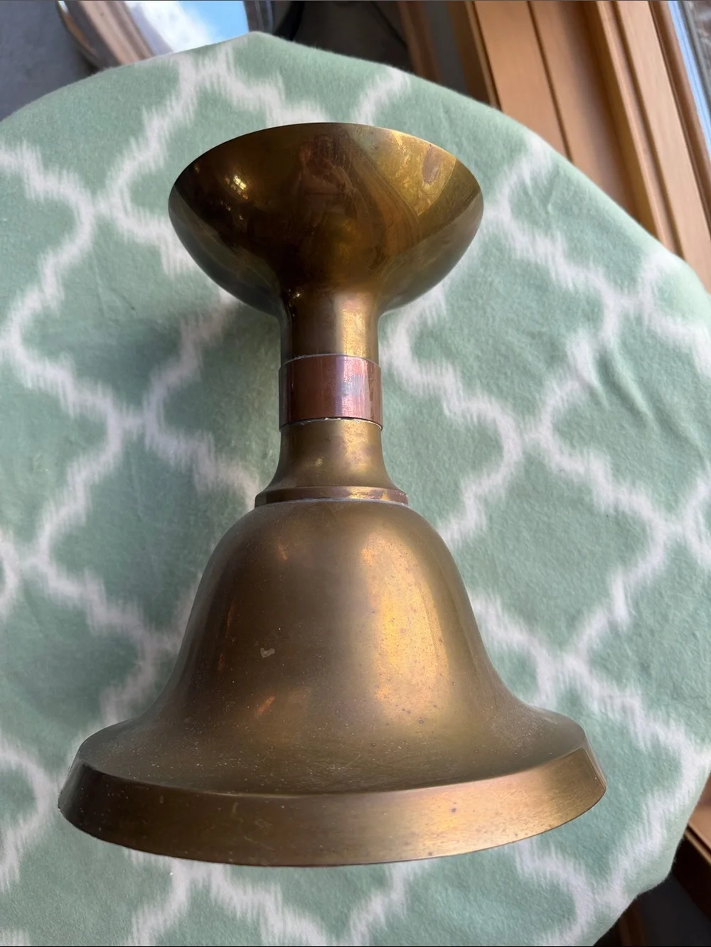 Vintage made in Spain Brass Candlestick Holder with Copper Accent